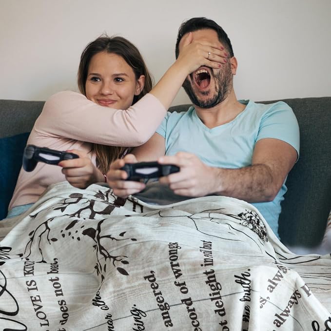 Wedding Gifts for Couples, Bridal Shower Gifts for Bride to Be Soft Blanket | Anniversary Mr and Mrs Gifts, Wedding Gifts for Newlyweds Wedding Throw Blanket 60*50 Inch (Light Khaki)