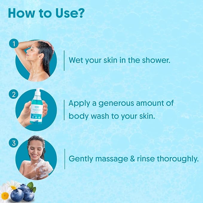 Aravi Organic 2% Salicylic Acid Exfoliating Body Wash with Niacinamide & Blueberry - Prevents Body Acne, Dead Cells, Deep Cleanses & Odor Defense - All Skin Types - SLS & Paraben Free - 300 ml