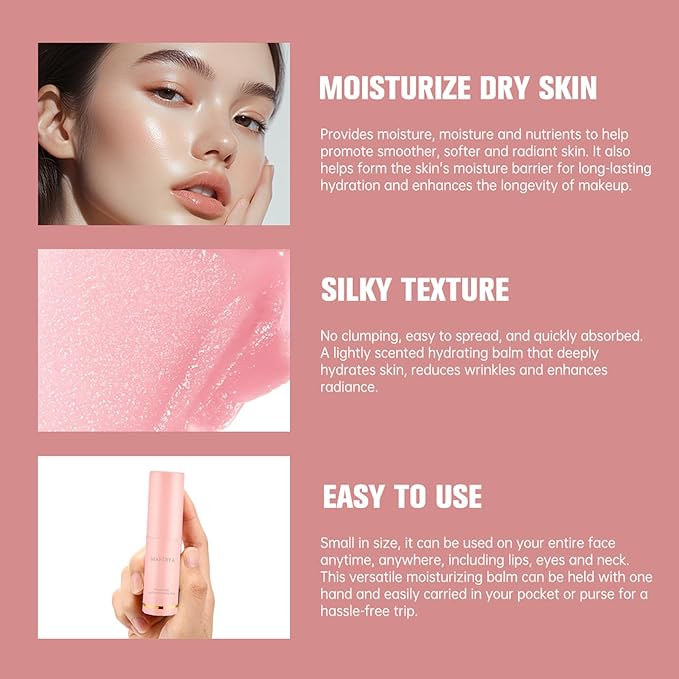 2Pcs Hydrating Multi Eye & Lip Balm Firming Under Eye Balm Stick Make Up Base, Reduce Wrinkle Vegan & Cruelty-Free