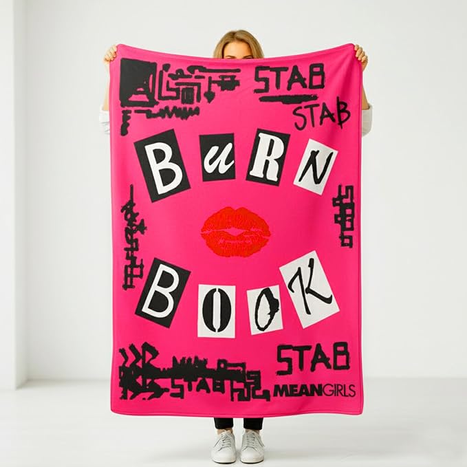 Silver Buffalo Mean Girls Burn Book Regina George, Karen Smith, Gretchen Wieners, and Cady Heron 45" x 60" Fleece Throw, Soft and Cozy Blanket, 250 GSM