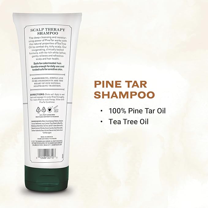 The Grandpa Soap Company Pine Tar Shampoo - Cleanses and Moisturizes Dry Scalp, With Pine Tar and Tea Tree Oil, All Hair Types, Vegan, Sulfates and Parabens Free, 8 Fl Oz 2 Pack