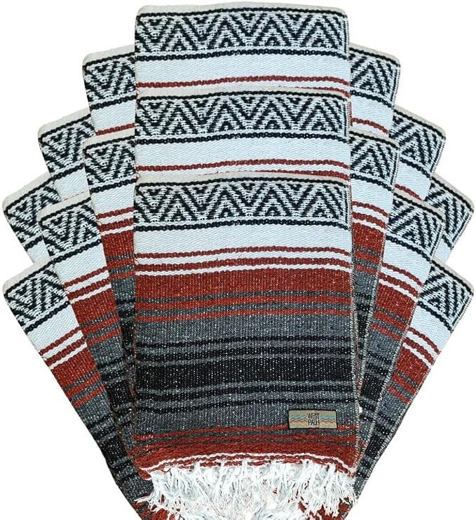 Open Road Goods Bulk Falsa Blankets - Handwoven Authentic Mexican Falsa - Great for Weddings, Yoga, Beach, Picnics, or Mexican Throw! (Rust, 15 Pack)