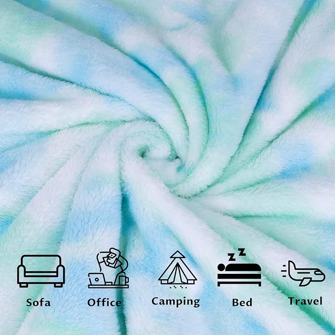 Fleece Blanket Green Throw Blanket - 300GSM Throw Blanket for Couch Soft Fuzzy Plush Cozy Blankets, Spring Home Decor