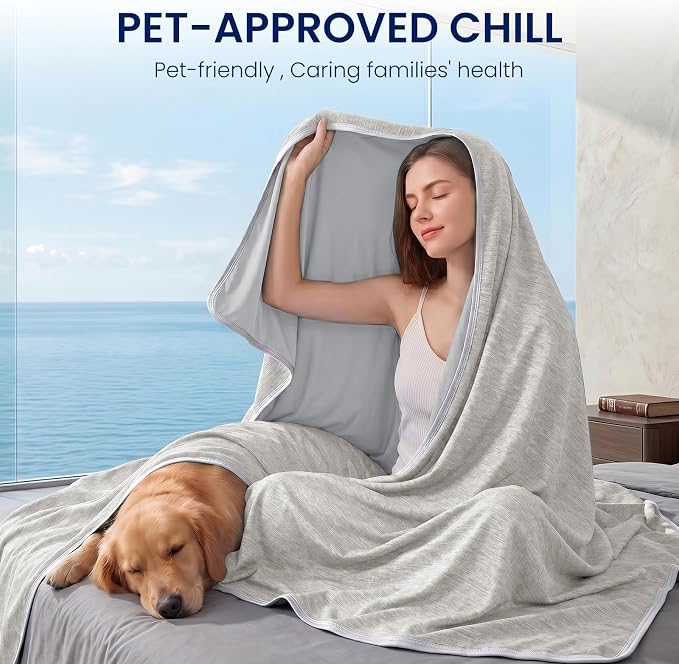 Cooling Blanket for Night Sweats Absorbs Heat to Keep Adults, Children Cool on Warm Nights, Q-Max 0.5 Cooling Blankets for Hot Sleepers, Ultra-Cool Lightweight Sofa Throw Blanket (50"x70") | Absorbs Heat Cold Summer Blanket for Night Sweats & Menopause...