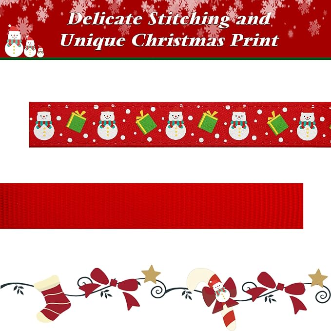 azuza Christmas Dog Collar - Adjustable L (18-26 inch) with Removable Christmas Antler Bow Tie Accessory for Large Dogs