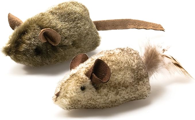 OurPet's Play-N-Squeak Twice the Mice Cat Toy, 2 Pack, with Catnip Inside | Interactive Catnip Toy with Real Mouse Electronic Sound