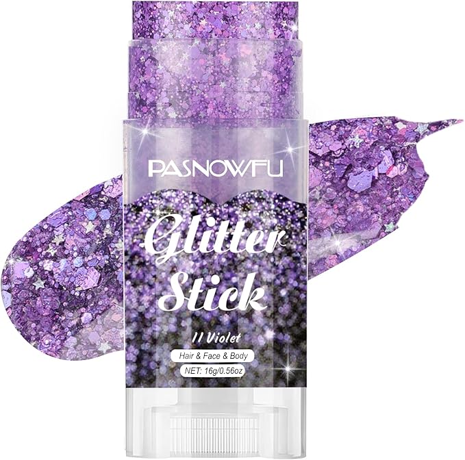 Violet Body Glitter Stick, Purple Face and Body Glitter for Women and Girls, Hair Tinsel Stick for Festival Party Makeup Concert Outfits, Kpop Demon Hunters Costume Theme Music Festival