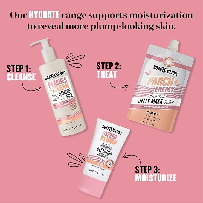Soap & Glory Peaches & Clean Cleansing Milk - Gentle Face Cleanser + Makeup Remover with Jojoba Oil and Peach & Ginseng Extracts - Hydrating Face Wash for Women for Soft, Radiant Skin (11.8 oz)