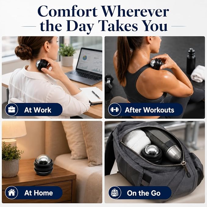 Flyfan Cold Massage Roller Ball, Small Gift for Teens, Men, Women, Boyfriend, Husband, Fitness Lovers, Stocking Stuffers,Handheld Muscle Roller Ball for Neck, Shoulders, Back, Calves & Feet