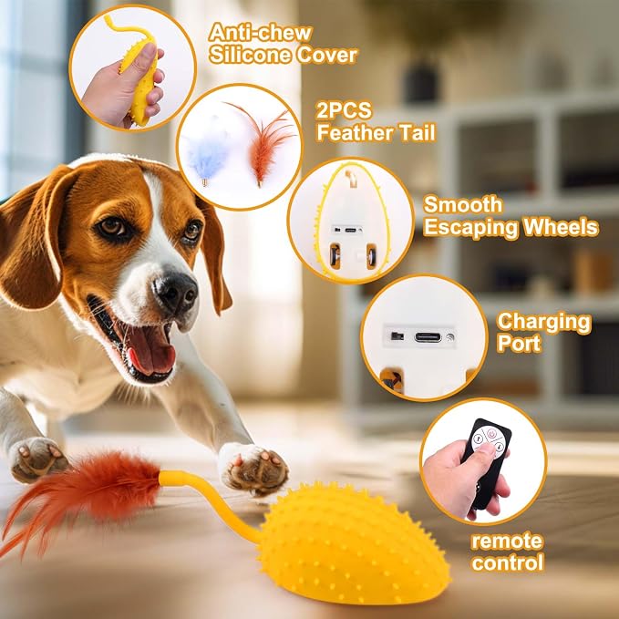 Silicone Interactive Dog Toys, Mouse Moving Dog Toy with Automatic Sensor