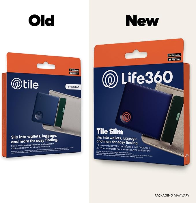 Life360 Tile Slim - Wallet Finder, Bluetooth Tracker and Item Locator for Luggage Tags, Passports and More. Both iOS and Android Compatible. Phone Finder. 1-Pack (Navy Blaze)