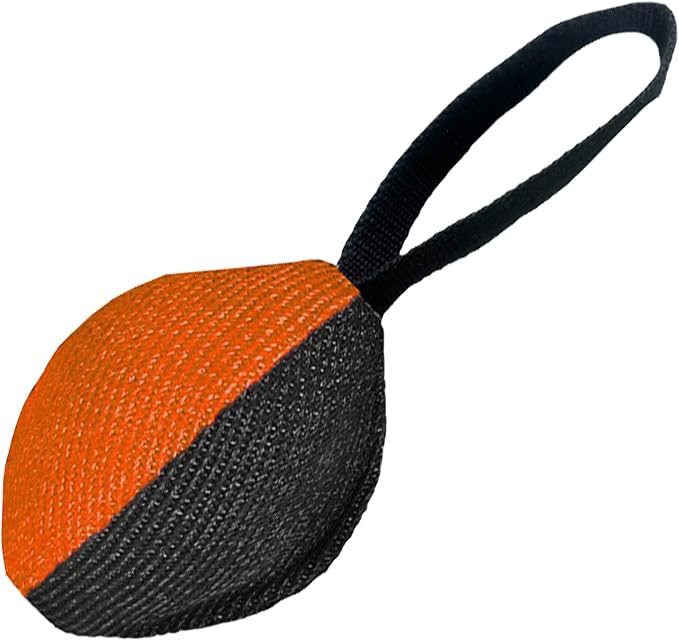 Heavy Duty Dog Chew Ball for Aggressive Chewers, Interactive Bite Ball for Tug of War Fetch, Dogs Indoor Outdoor (Orange)