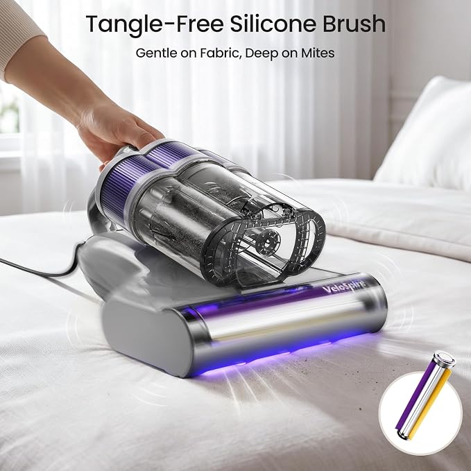 Bed Vacuum Cleaner, 20kPa, 253.7nm UV-C Light, Ultrasonic,149°F Heating