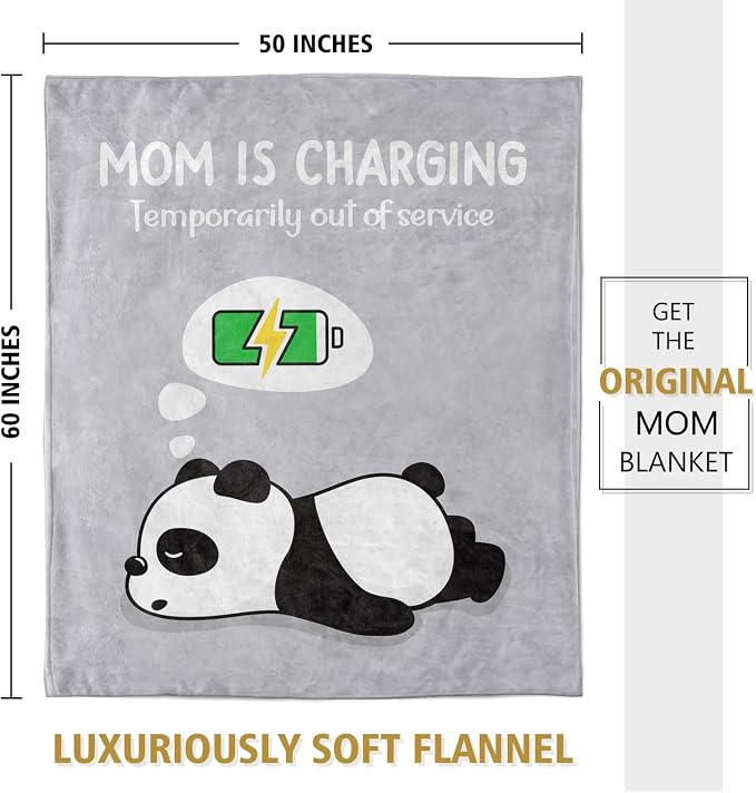 Craftique Mom Birthday Gifts, Funny Gifts for Mom- Mom's Charging Blanket | Mom Gifts for Women from Daughter Son Husband, Super Soft Blanket Throw for Napping Travel, 60”×50”