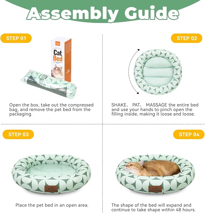 Zerbuger 20in Green Pattern Round Dog Bed Sofa for Dogs Cats, Washable | for Small/Medium/Large Dogs Cats, Foam Pet Couch with Removable Mat Non-Slip Bottom, Pet Cuddler for Indoor/Outdoor/Car/Cage
