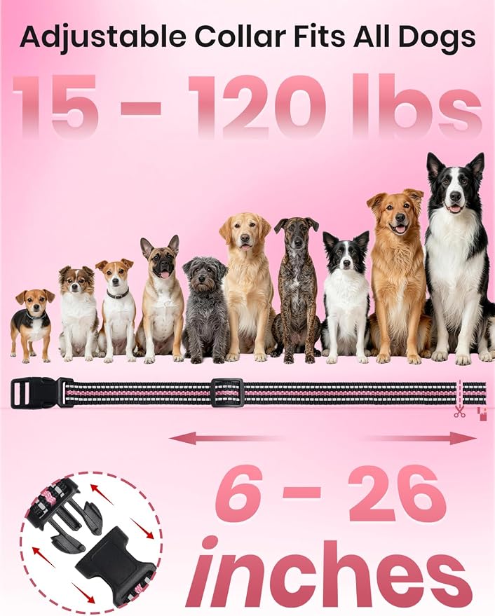 2-in-1 Bark and Shock Collar for Dogs, Automatic Bark Collar | Smart Anti Barking Dog Training Collar with 5 Adjustable Sensitivity, Vibration, Beep, Shock and Automatic (Pink)