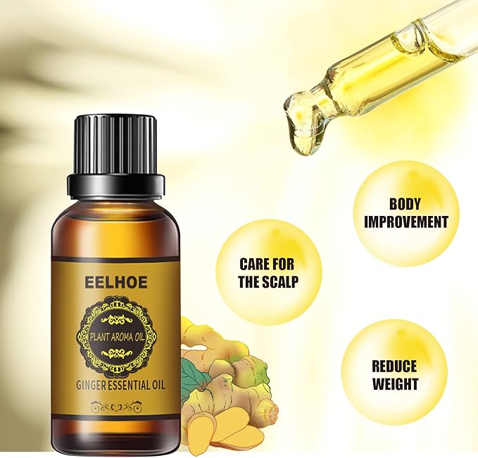 30 ML Belly Drainage Ginger Oil, Promote Blood Circulation Metabolism SPA Lymphatic Drainage Massage Oil.
