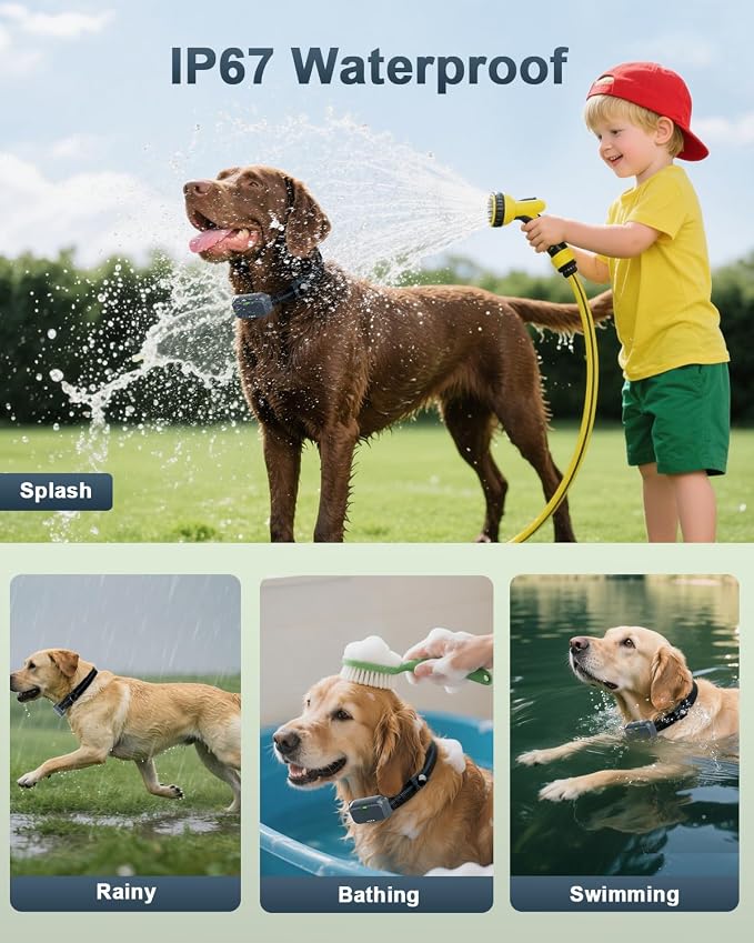 Shock Collar for Dogs, Dog Training Collar with Remote Control | IP67 Waterproof Receiver, Beep, Vibration, Safe Static Modes, Rechargeable，Adjustable Fit for 15–110 lb Dogs