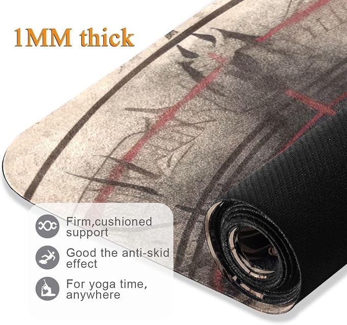 Skull Yoga Mat for Women Men 71" x 26" Non Slip Exercise & Fitness Mat 1mm Thick Workout Mat for Yoga, Pilates, Come with Storage Bag