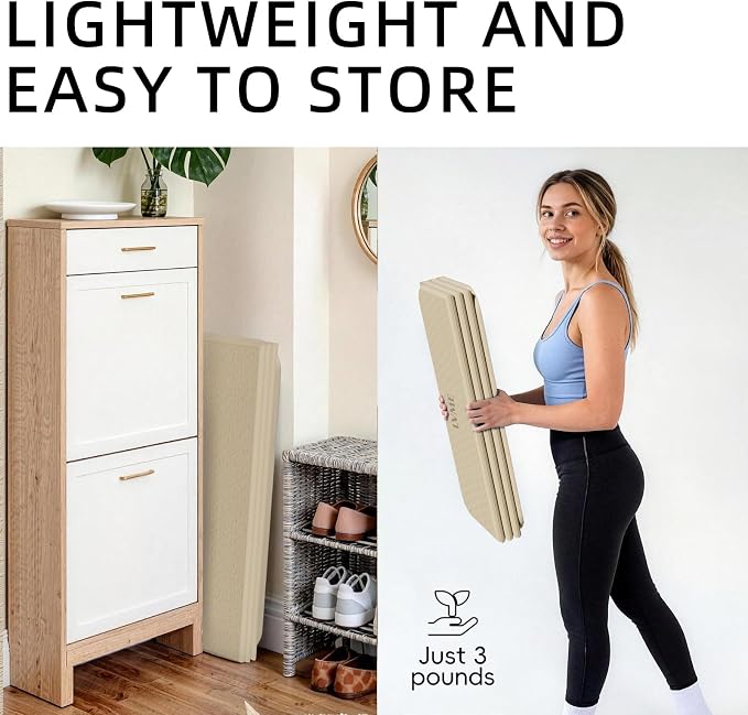 Foldable Yoga Mat 75"x31" – 0.24" Thin | Easy to store & carry – takes little space. Exercise mat: non-slip for home gym. Pilates mat: odor-free & easy-clean.