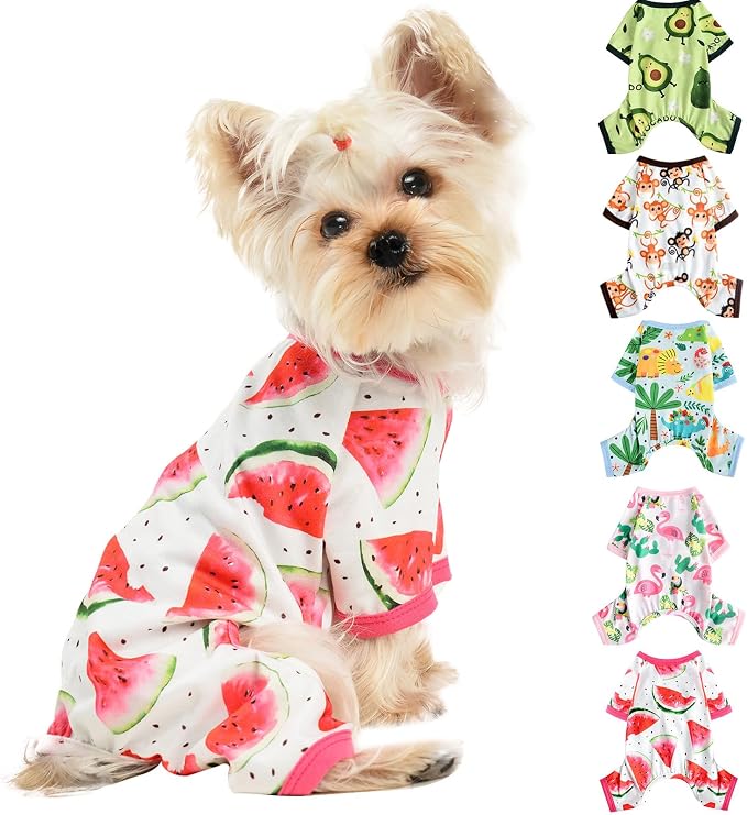 Dog Pajamas for Small Dogs Boy Girl, Dog Clothes Tiny Chihuahua Yorkie Spring Summer Shirt, Cute Puppy Outfit Pjs Jumpsuit Cat Onesie Apparel Pet Clothes