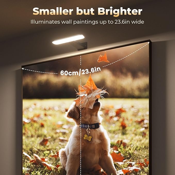 Picture Lights for Wall Rechargeable, Picture Frame Lights, Dartboard Light | FULEN LED Frame Lights for Wall, Paintings, Photo, Gallery, 3000K/4500K/6000K, Remote Control, No Wiring, White