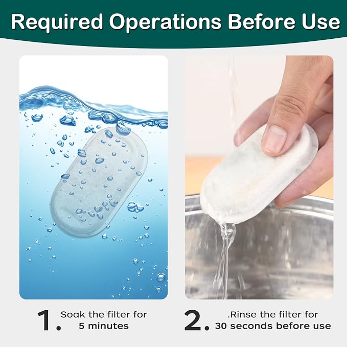Cat Water Fountain Filter 16Pcs Fit 101oz/3L Stainless Steel Pet Fountain | Cat Fountain Replacement Filters for 67oz/2L, 108oz/3.2L Cat Water Fountains Pet Fountain Filters (8 Filters & 8 Sponges)