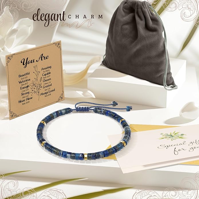 Inspirational Gifts Bracelets for Women: Valentines Mothers Day Birthday Gifts for Women Friends Sister Mom - Healing Natural Stone Beads Bracelets Thinking of you Get Well Soon Gift for Women