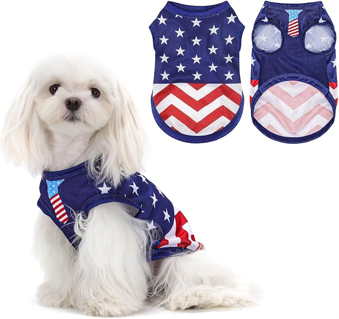 American Flag Inspired Dog Vest: Perfect Dog Shirt, Ideal Tank Top for Everyday Wear, Independence Day Celebrations Quality Materials for a Cute and Stylish Look Classic Blue Star S