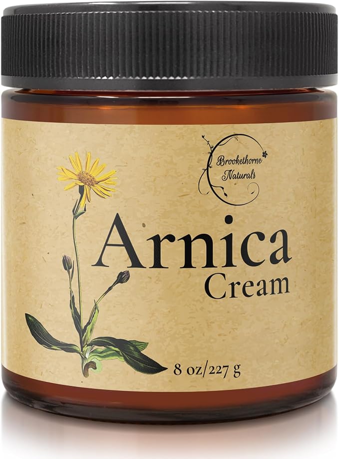 Brookethorne Naturals Arnica Cream | Arnica Montana Massage Lotion | Enriched with Shea Butter, Aloe Vera & Essential Oils | Paraben Free, Made in USA | Large 8oz Jar