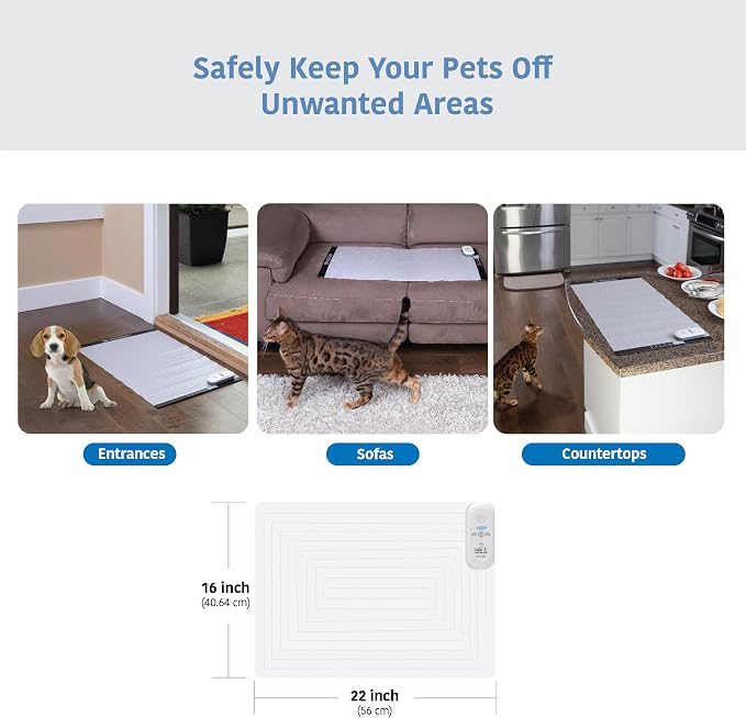 SVD.PET Pet Training Mat, 22"x16" Electric Scat Mat for Cats & Dogs, White