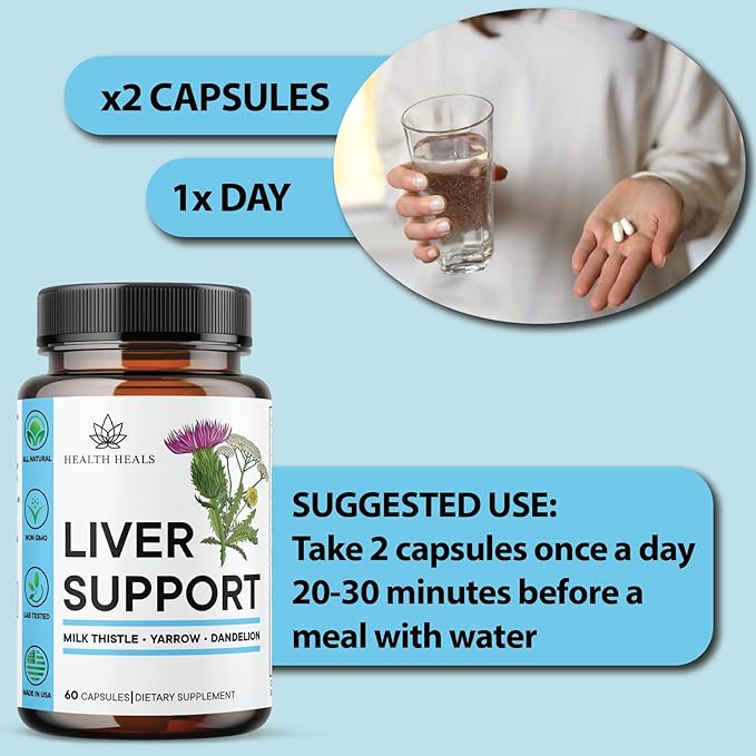 Liver Cleanse & Repair Formula - Herbal Liver Support Supplement with Milk Thistle Dandelion Root Turmeric, Artichoke Extract for Liver Health - 60 Count