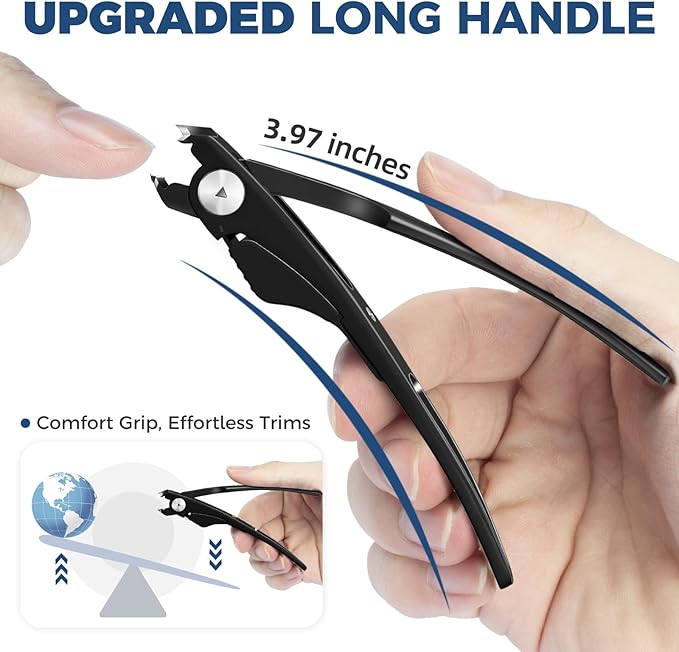 Ingrown Toenail Clippers - Slanted Nail Clippers for Men Thick Ingrown Nails with Wide Jaw, Heavy Duty Ultra Sharp German Nail Clippers with Long Handle