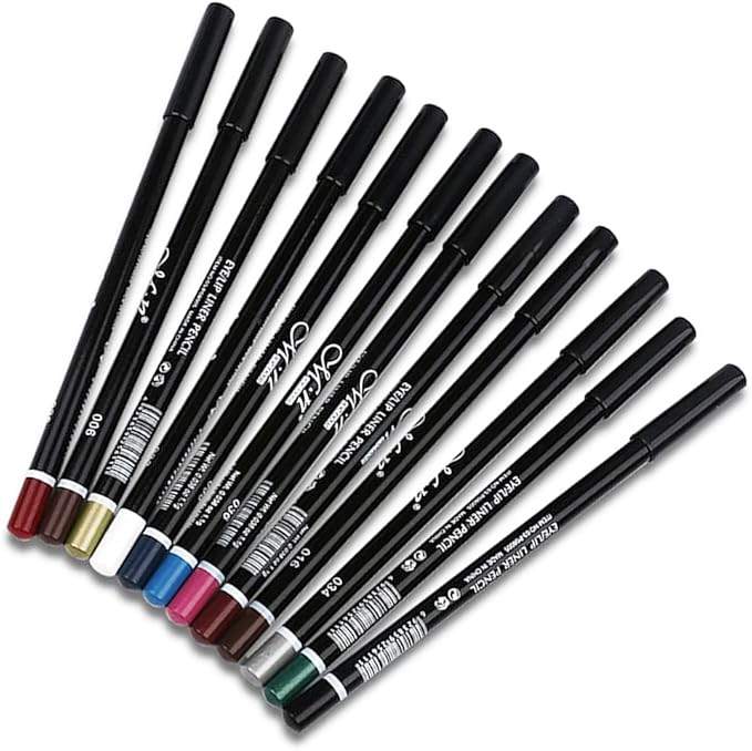 DC-BEAUTIFUL 12Pcs Lot Set 12 Colors Waterproof Eyeliner Pencil Set with Pencil Sharpener