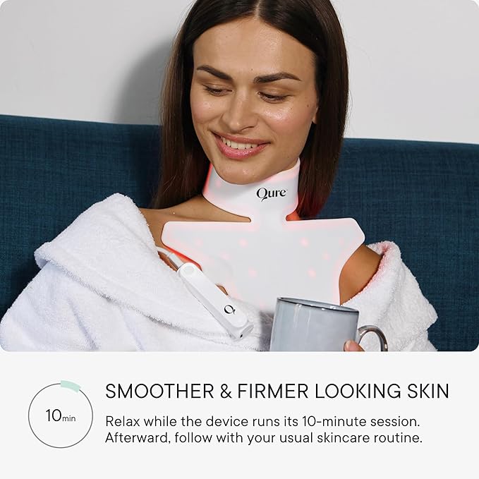 Qure Neck & Décolletage & Chest LED System, Red Light Therapy with 2 Wavelengths of Light, Red 633nm and Near-Infrared 830nm