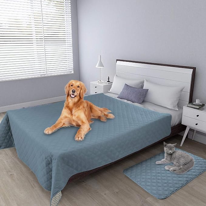 Easy-Going Waterproof Dog Bed Cover, Non-Slip Pet Blanket, 86x82in | Light Blue, Leakproof Couch Cover, Machine Washable Furniture Mattress Protector, Soft Sofa Mat For Dogs, Pet Friendly