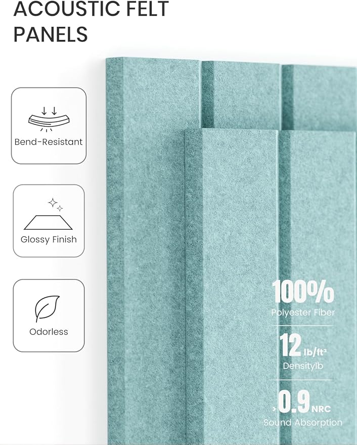 Fluxynara 36" x 24" Large Felt Bulletin Board, Aqua Blue | 6 Pack Cork Board Alternative with 30 Safe Adhesive Tabs, Pin Boards for Wall Decor, Home, Office, Classroom,Dorm