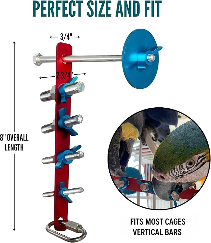 Bird Toys for Large Birds (Strip) - Foraging Toy with Non-Removable Wing Nuts | Durable Puzzle Enrichment Toy | Mind Game | Bird Cage Accessories for Cockatoos, Parrots, Macaws, Greys, Parakeets