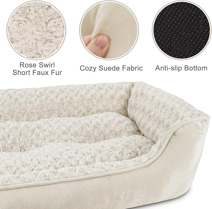 JOEJOY Rectangle Dog Bed for Large Medium Small Dogs - Washable Orthopedic Sofa Bed, Soft Breathable Puppy & Pet Cuddler, Durable Calming Dog Bed with Anti-Slip Bottom, Multiple Sizes