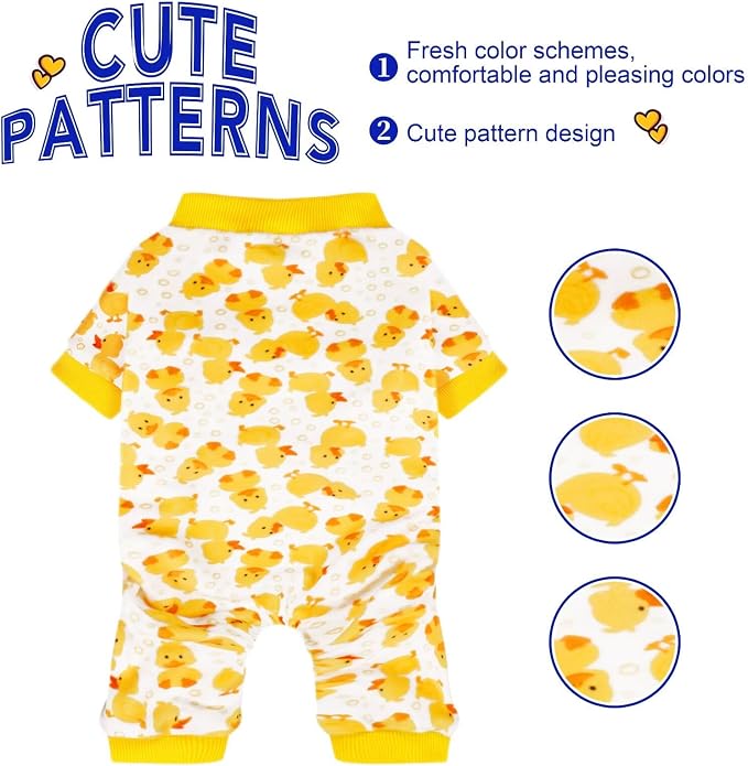 Dog Pajamas Onesie: Comfortable Four-Legged Apparel for Small, Medium, & Large Dogs, Polyester Material for Comfort, Wrinkle Resistance, Moisture Wicking, Stretchiness Cartoon Duck M