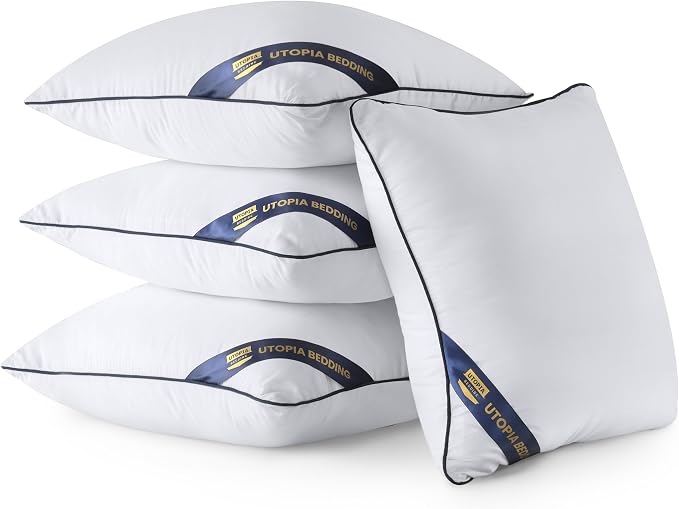 Utopia Bedding 20x20 Throw Pillow Inserts, Decorative Pillows, Pack of 4 | Piping Throw Pillows, Plush & Supportive, Aesthetic Cushion Sham Stuffer for Sofa, Office, Couch & Bed, Set of 4, White