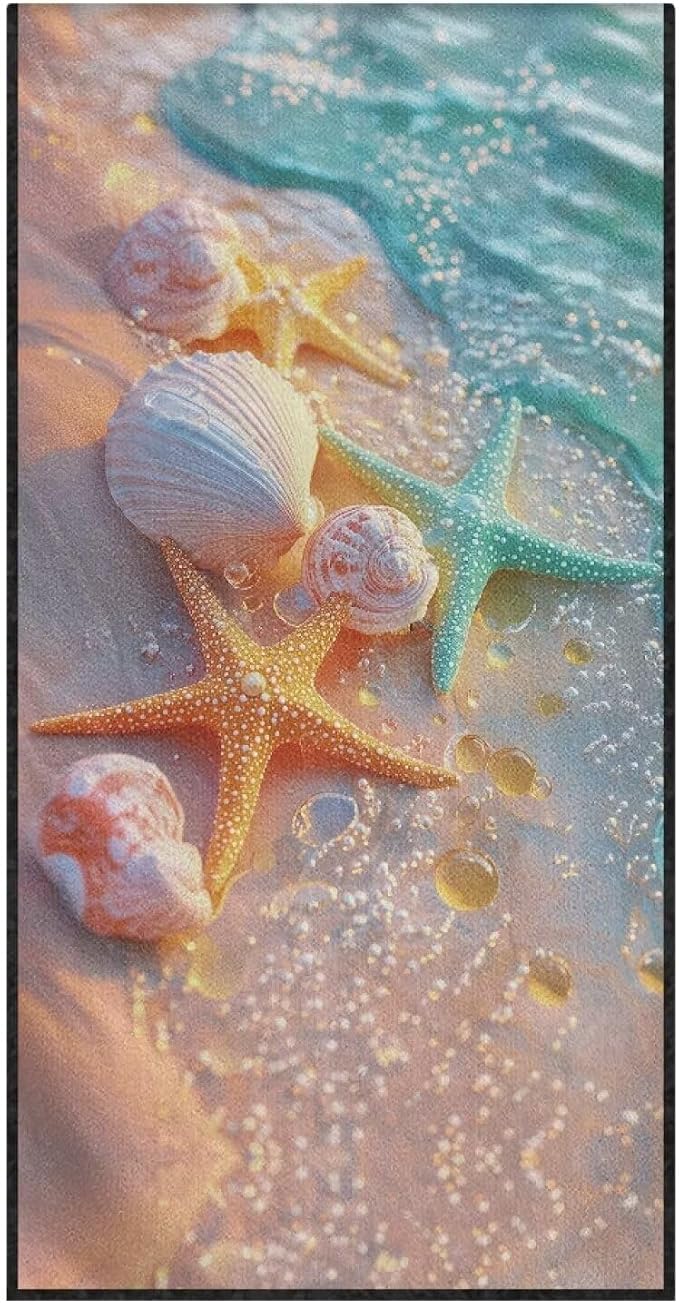 INSTANTARTS Starfish Shell Beach Car Seat Towel Covers Yoga Towel Car Seat Coverl