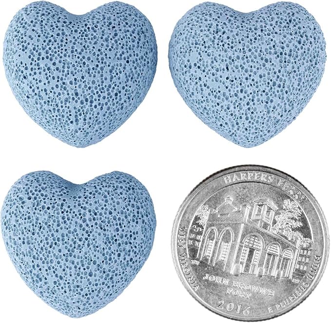 SUNYIK Assorted Natural Lava Rock Puff Heart Pocket Stone Aromatherapy Essential Oil Diffuser Set for Christmas, Pack of 8(1'')