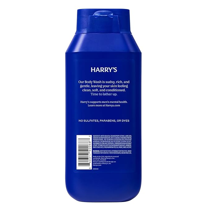 Harry's Men's Body Wash - Stone - 18 fl oz - Shower Gel for Men - No Parabens, Sulfates, or Dyes, (Pack of 6)