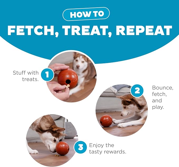 Outward Hound by Planet Dog Basketball, Durable Treat-Dispensing Dog Ball, Interactive Fetch Toy, Orbee-Tuff, Mint Scented, BPA-Free, for Indoor & Outdoor Play, Brown