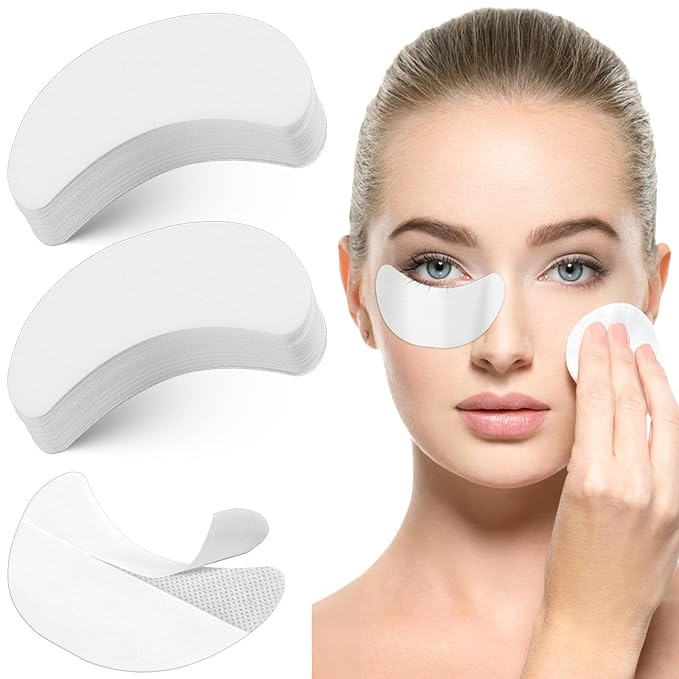 100 Pcs Eyeshadow Shield, Lint Free Eye Patches for Lash Extensions, 3.35" X 1.97" Eyeshadow Tape Eye Shadow Stencil, White Eyeshadow Stickers Prevent Makeup Residue for Eyeliner & Makeup