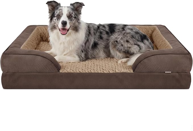 L Plus Orthopedic Dog Bed for Large Dogs, Washable Dog Sofa with Egg-Crate Foam, Waterproof Lining and Non-Skid Bottom