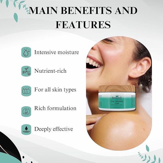 Moisturizing Body Cream – Deep Hydration with Shea Butter and Hyaluronic Acid – Non-Greasy Moisturizer for Dry Skin
