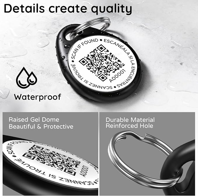 QR Code Dog Tags Personalized for Pets, Real-time Alerts, Flag