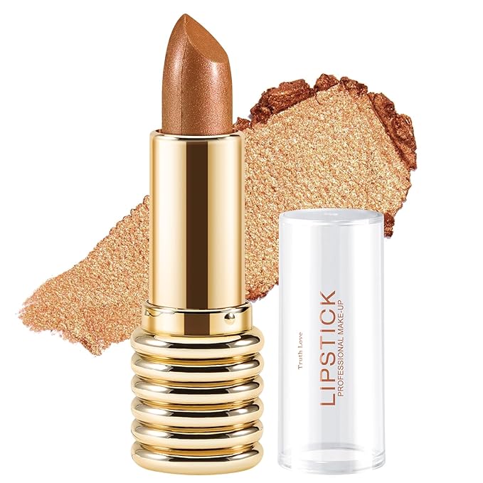 Boobeen Glitter Lipstick for Women Metallic Lip Stick Sparkling Shine Lip Makeup, Bold Smooth Lip Color High Pigment Long Lasting, Creamy Lipstick Full Coverage